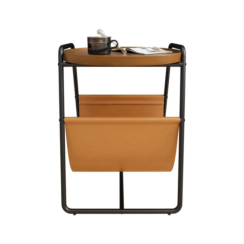 

Modern minimalist leather art edge table, mini round edge table, minimalist small coffee table