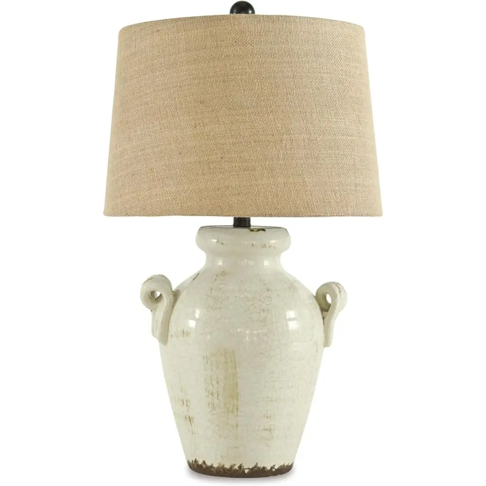 

27 Cream Glazed Crackle English Style Ceramic Table Lamp