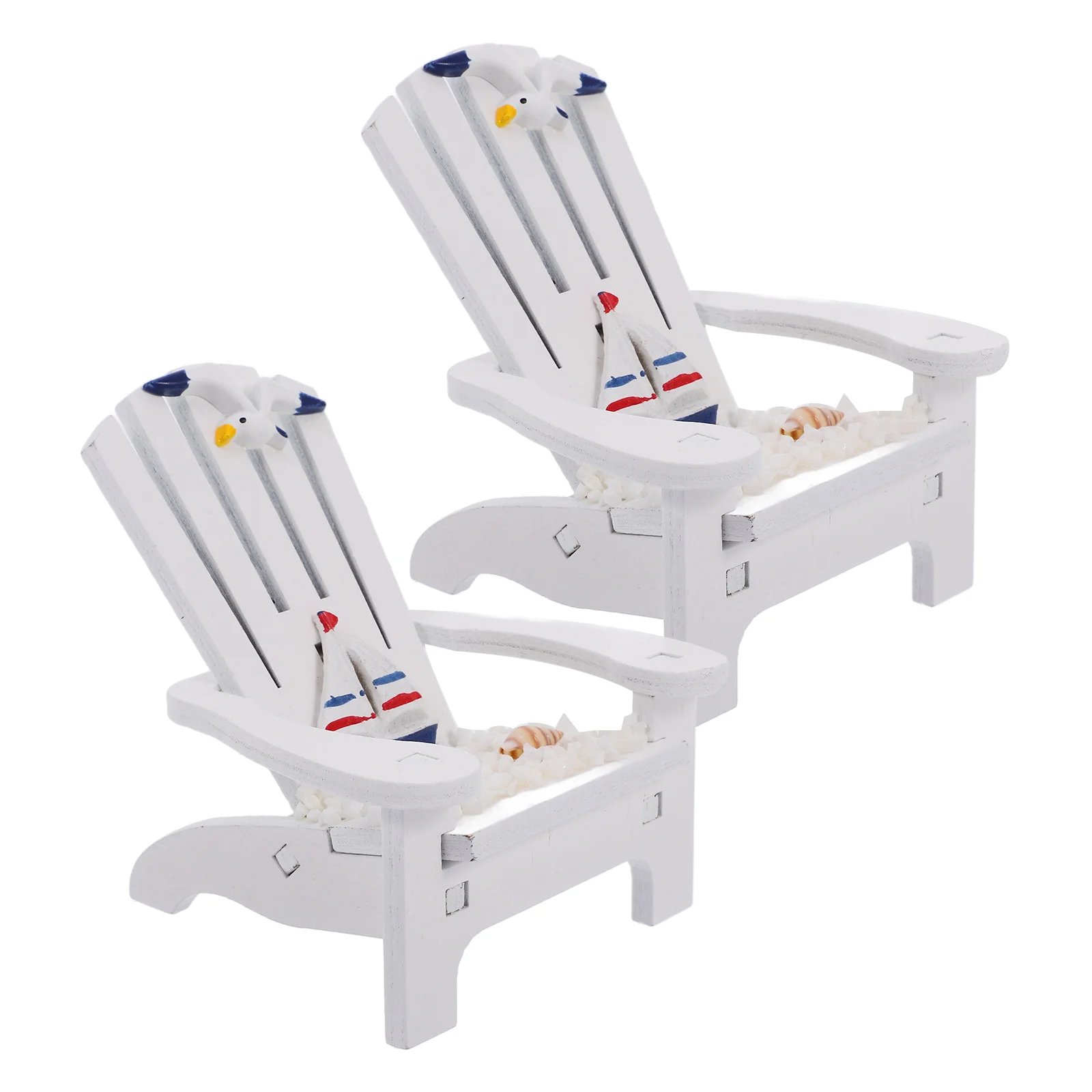 

2 Pcs Decorations Beach Chair Home Chairs Decorative Miniature Figurine Minature