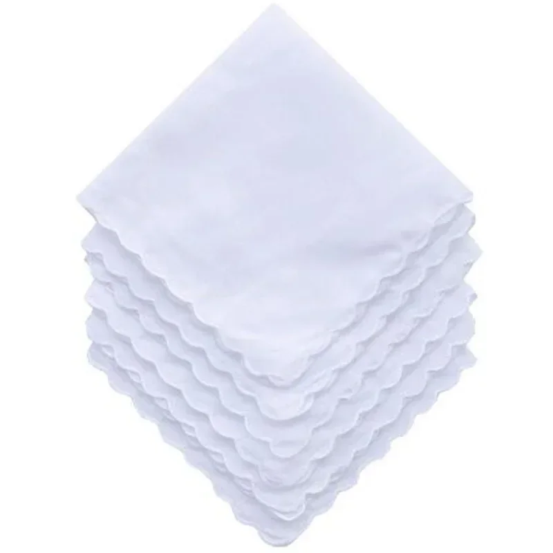 Popular 100%Cotton White Lady Handkerchiefs Women Handkerchief Children Baby Girl Face Hand Towel Party Christmas Gift