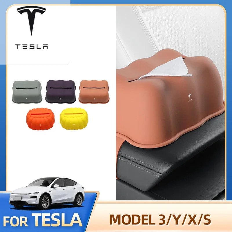 

For Tesla Model Y 3 X S Silicone Central Control Tissue Box Car Convenient Paper Box Interior Modifi Car Sticker