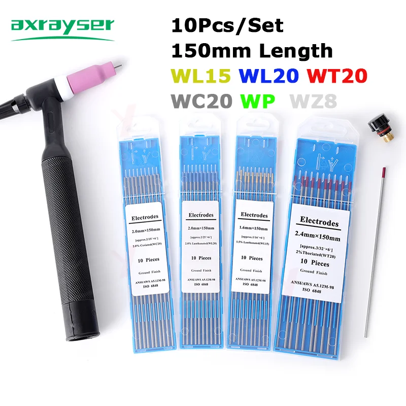 10 Stück/Set TIG-Elektrodennadeln WC20 WT20 WL15 WL20 WP WZ8 TIG-Elektroden 150 mm Länge Schweißelektrodenkopfnadeln für TIG-Teile – Detail 1