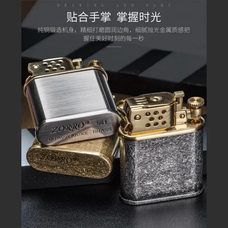 ZORRO different metalgrinding wheel retrolighter Unique brasslighter outdoor toolsfestival gifts classicantique lighter