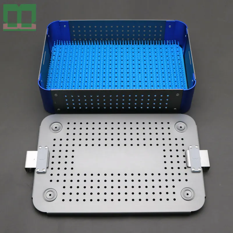 Sterilising trays aluminium alloy double-deck 30*20*8cm surgical instruments used for disinfection medical sterilization box