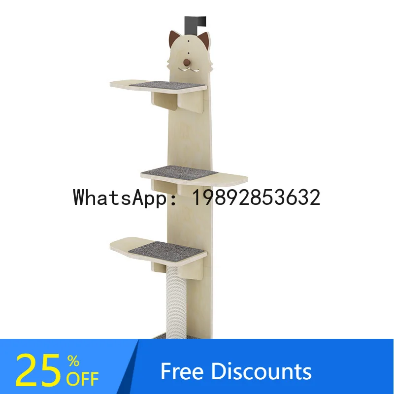 

YFY Solid Wood Hanging Door Post Space-Saving Multi-Grid Jumping Platform Toy Pet Scratching Board