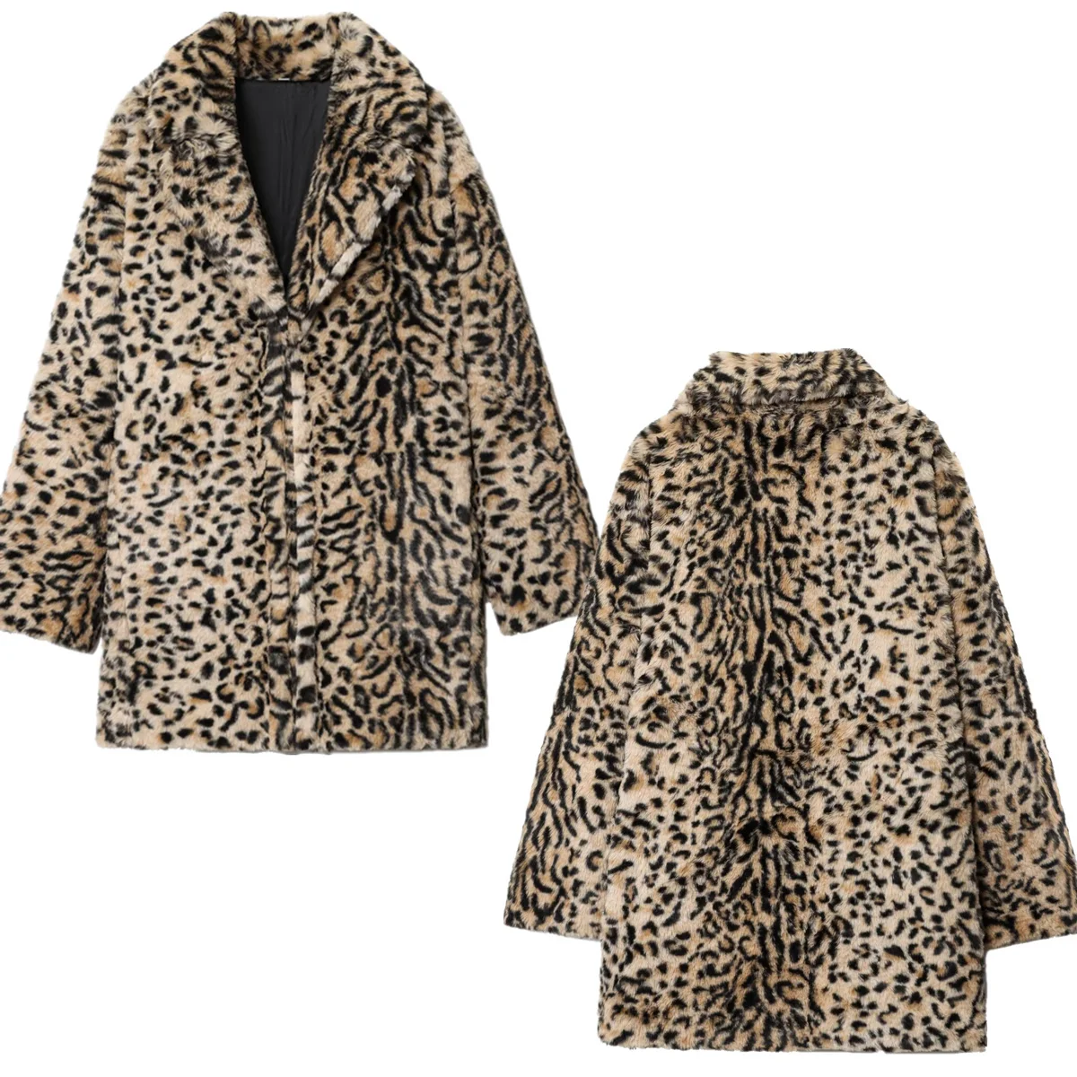 

Maxdutti Minimalist Winter Jacket French Lazy Party Faux Fur Coat Animal Leopard Print Warm Tops Women's Jacket Woman Clothes