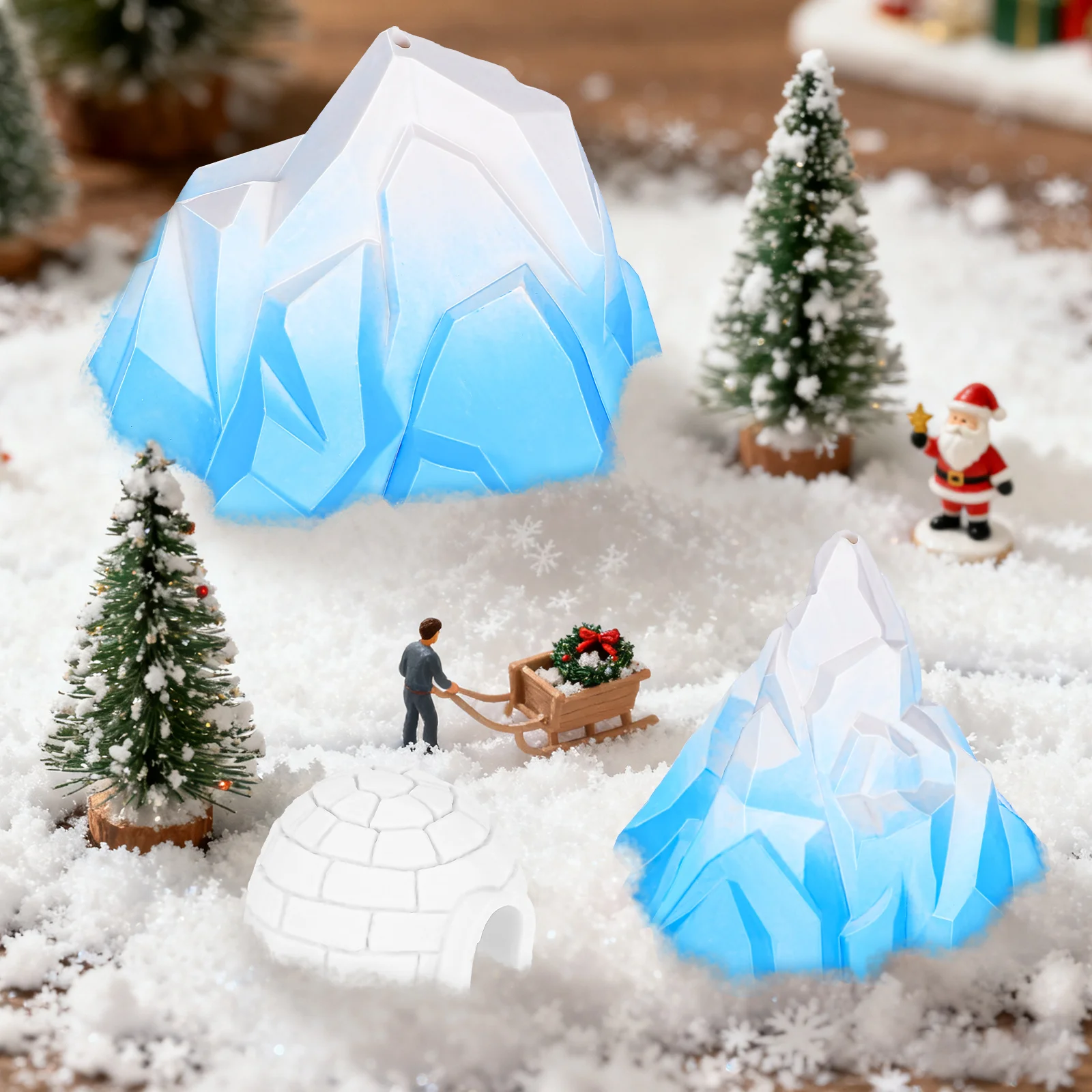 

3Pcs Mini Iceberg Decoration for Aquarium Sand Table Garden Desk Micro Scene Winter Theme Ice House Ornament