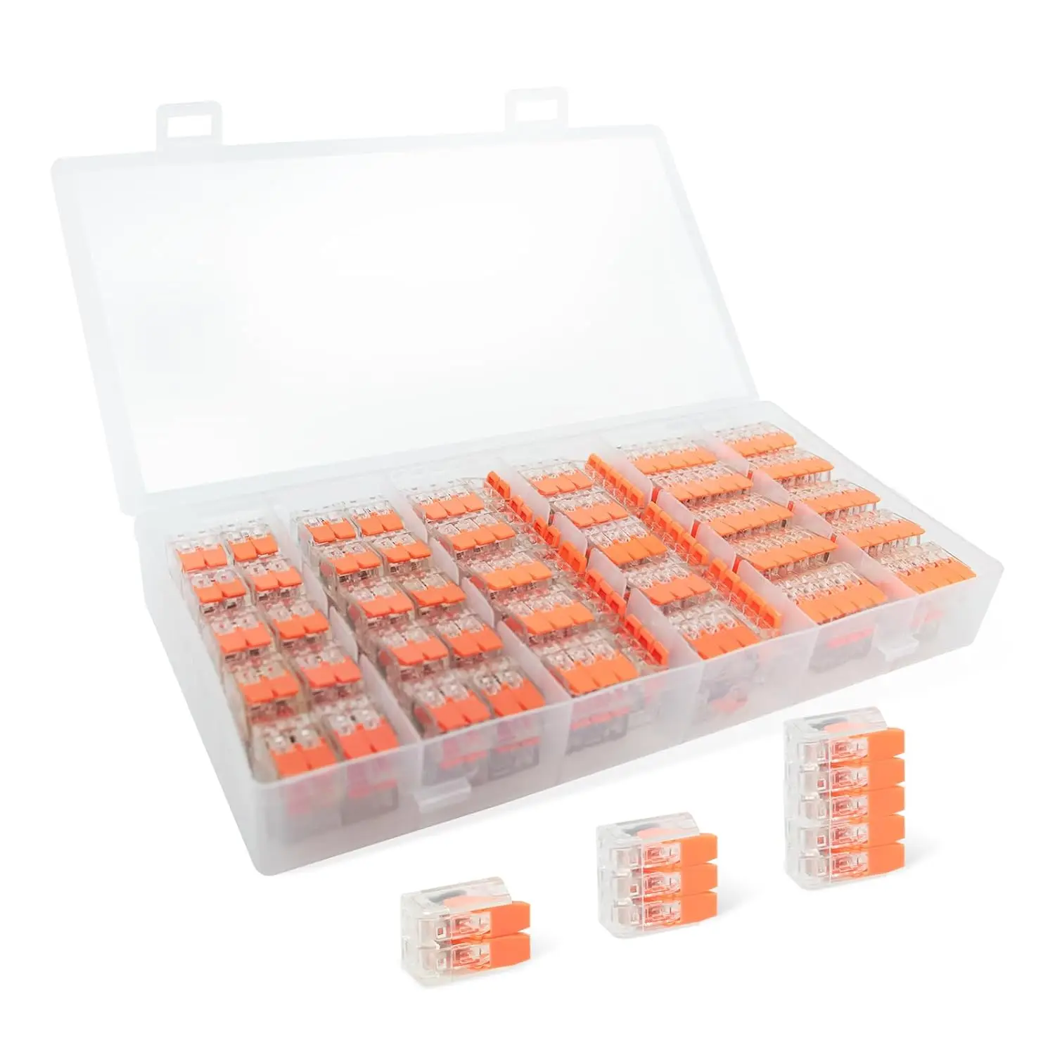 90 PCS Lever Wire Connector Kit Transparent Compact Splicing Push-in 2/3/5 Conductor Electrical Connectors for Easy Wiring