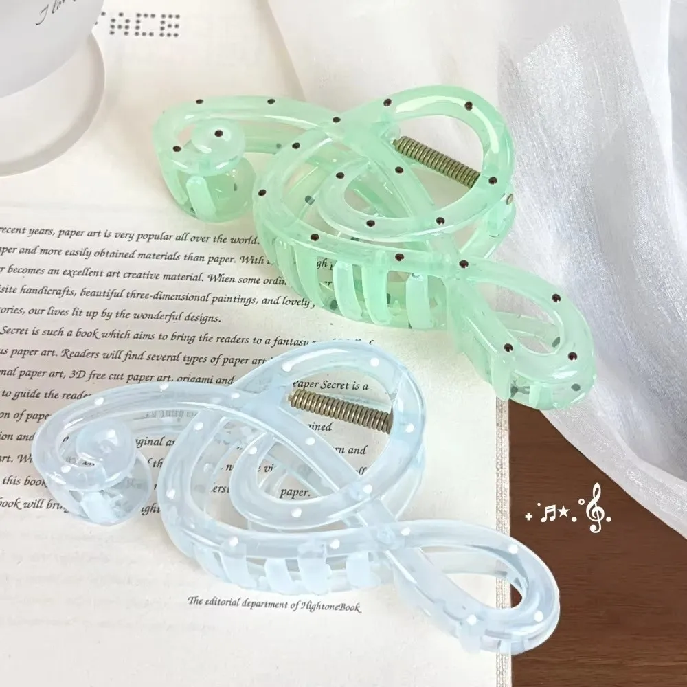 Fashion 13CM Music Note Hair Claw Polka Dot Pattern Oversized Acrylic Shark Clip Hair Accessories Women Girls