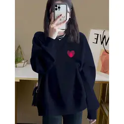 Women's Clothing Spring Autumn Pullover Round Neck Lantern Long Sleeve Letter Geometric Printing Casual Office Lady Loose Tops