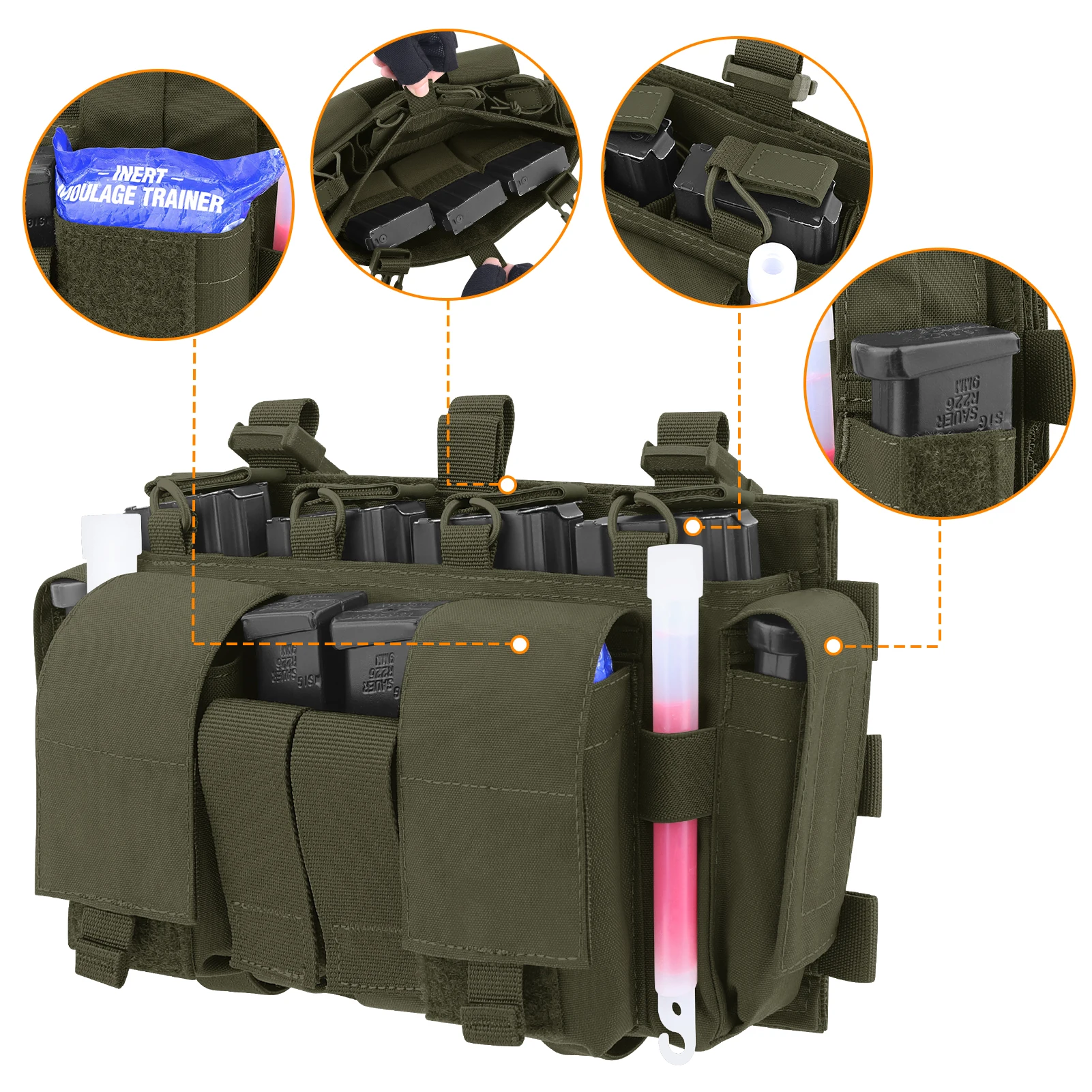 KRYDEX Tactical MF IV Placard 5.56 9mm Magazine Pouch Multifunction Pouch Panel For SCARAB Hunting Plate Carrier Vest