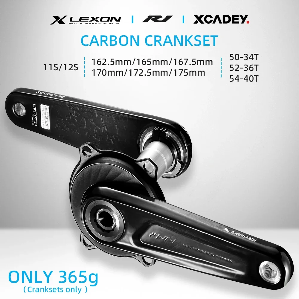 LEXON Road Carbon Cranksets Superlight Carbon Cranksets 365g 29mm Spindle 162.5/165/167.5/170/172.5/175MM Full Carbon Cranksets