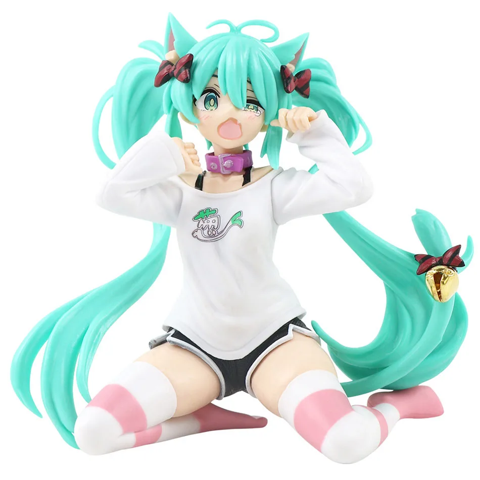 New 2025 Miku Sitting girl Cute Style Anime Figure Toys 12cm PVC Model Collector Doll Birthday Gift Computer ornament Boy's Gift