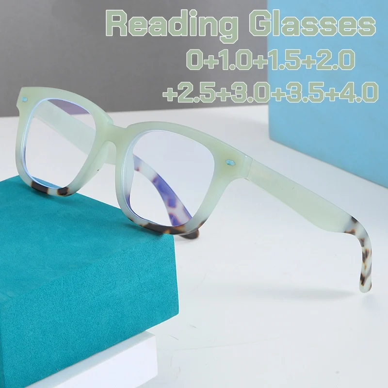 

Retro Thick Square Reading Glasses for Women Men fashion Blue Light Blocking Presbyopia Eyeglasses with Spring Hinge +1.0To +4.0