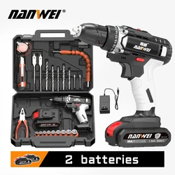 NANWEI electric drill screwdriver rechargeable cordless electric drill electric tool household hand electric drill