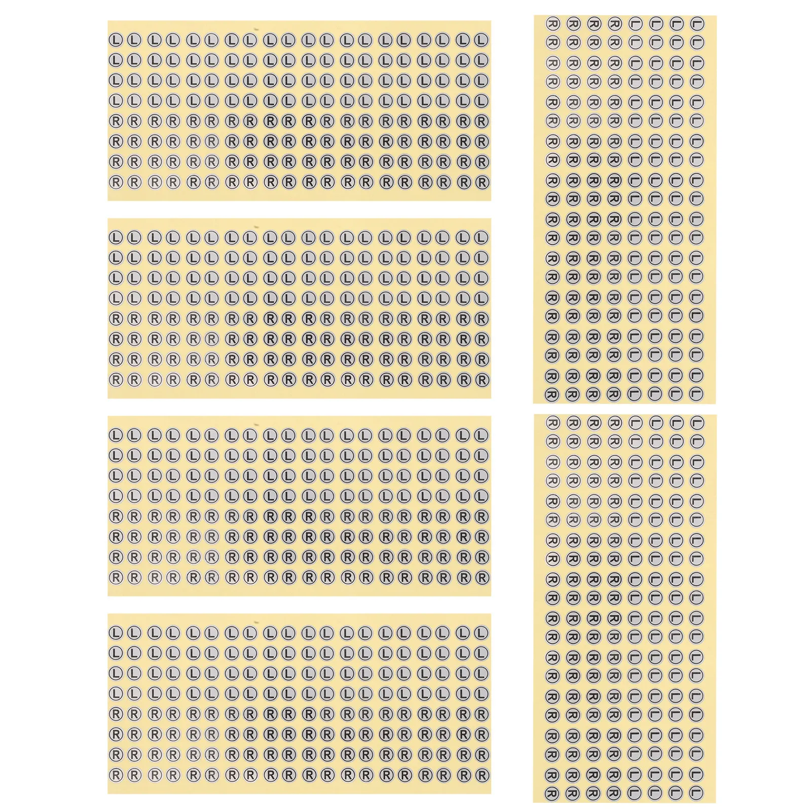 

6 листов этикеток для определения направления наушников (левый/правый), самоклеящиеся круглые стикеры, маркировочные наклейки для идентификации и определения ориентации наушников