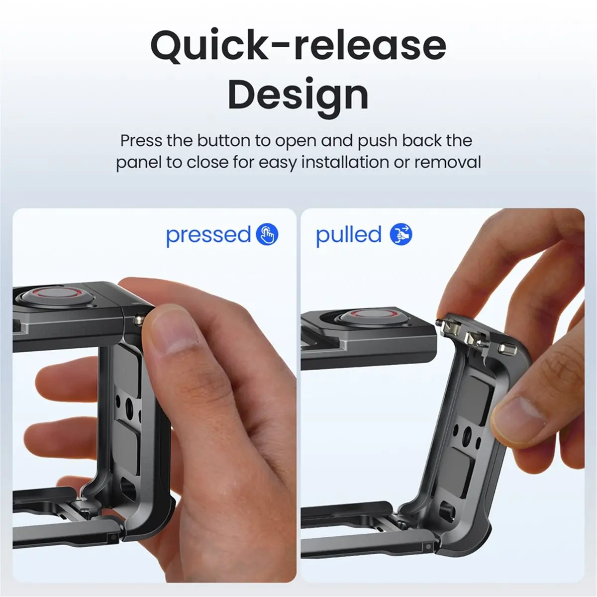 A72U  Metal Camera Cage Protective Case with Buttons with Lens Cap for Action 5 Pro /4/3 Action Camera Accessories