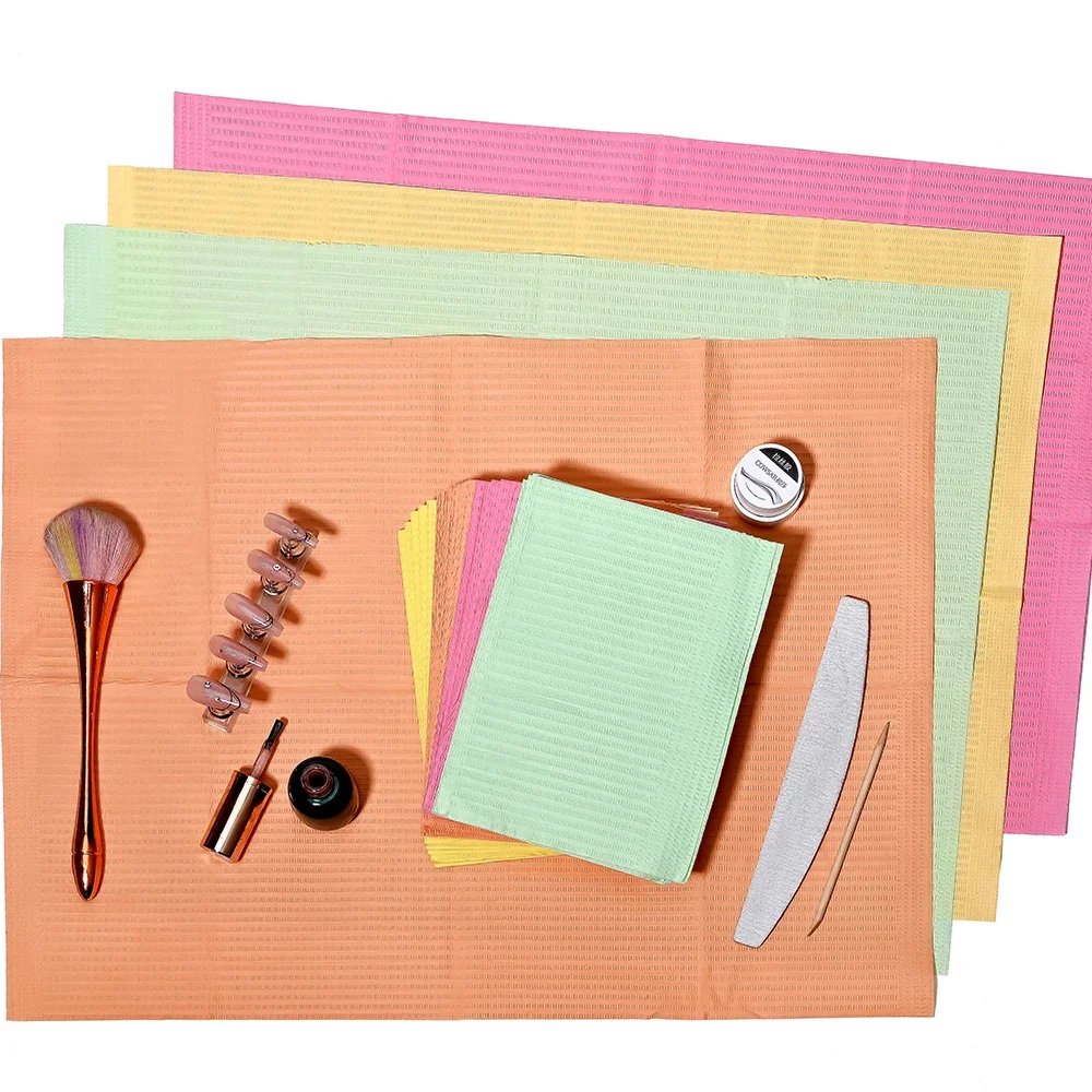 20 pçs mixcolor tapete de mesa da arte do prego toalhas de mesa descartáveis à prova dwaterproof água gel polonês almofadas limpas guardanapos de papel manicure ferramenta do salão de beleza