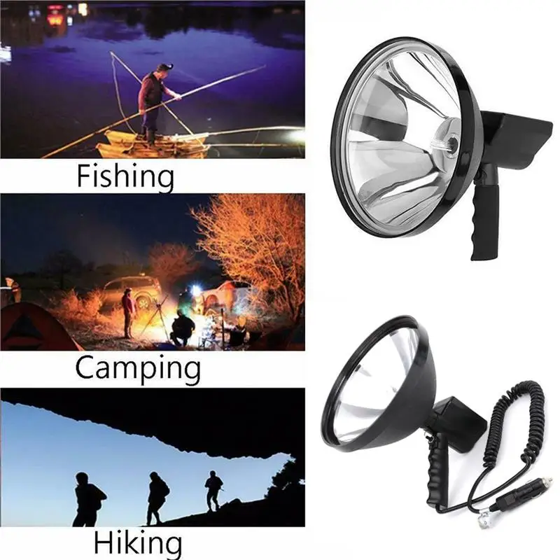 9 inch 35W Car work light Outdoor Handheld Hunting Lamps Searchlight for Camping fishing Motorcycle Waterproof black Night