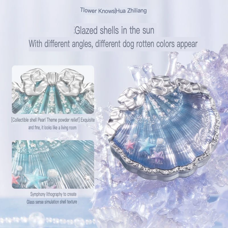 Flower Knows Shell Pearl Silk Satin Blush Embossed Matte Expansion Color Korean Style Atmosphere, Summer Fresh And Sweet Girl