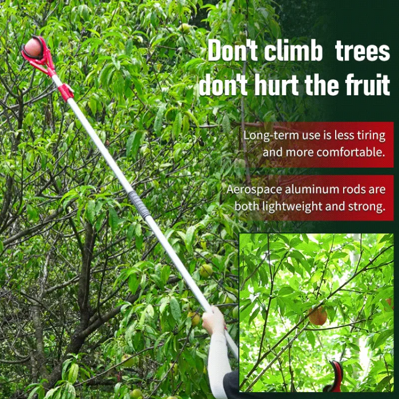 Long Handle Three Claw Fruit Picker Tool with Sharp Wave Claw Blades High Efficiency Picking Tool for Orchard and Garden Use