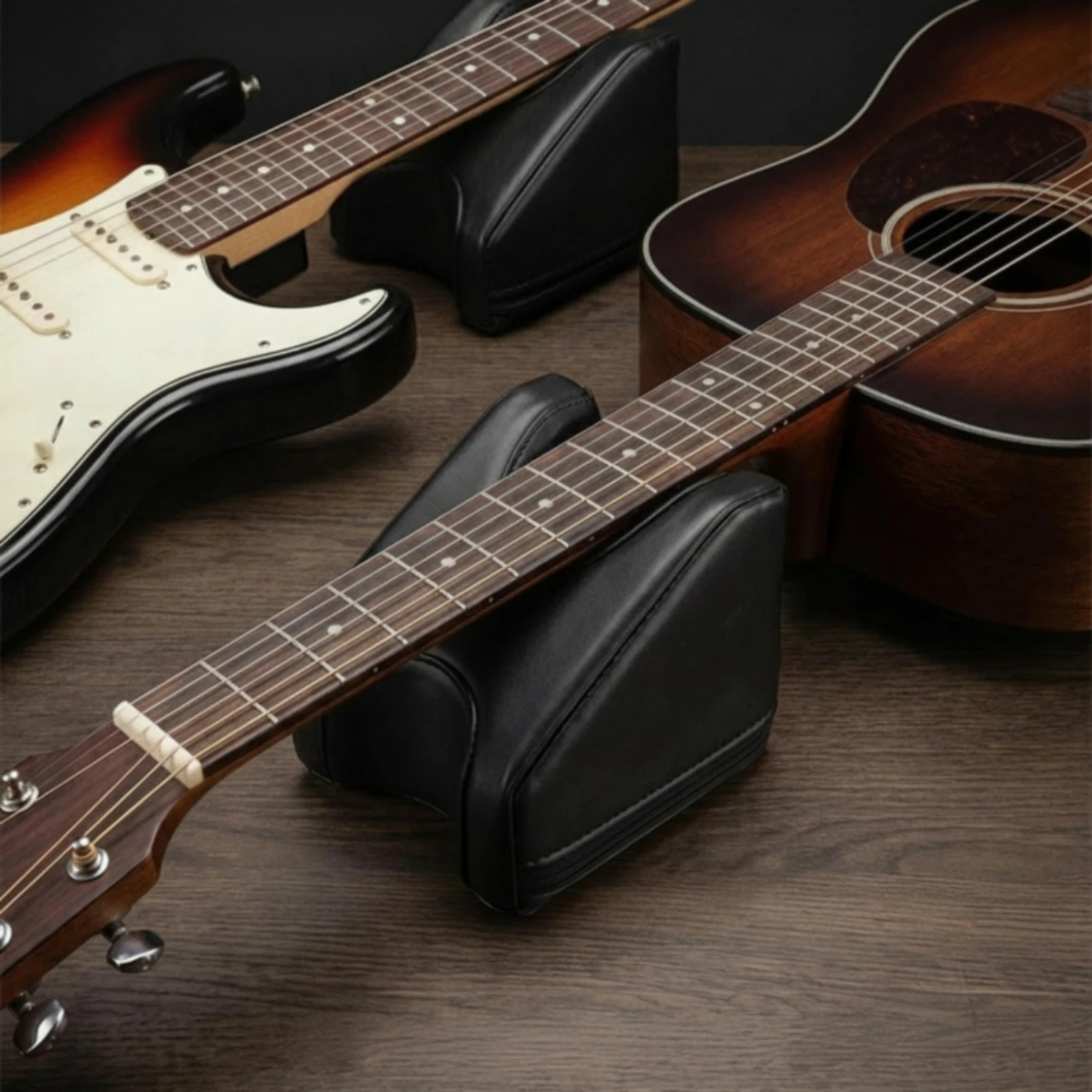 Guitar Neck Rest Padded Guitar Neck Support Accessory Leather Compact for Guitarists, String Changes, Workbench view 2