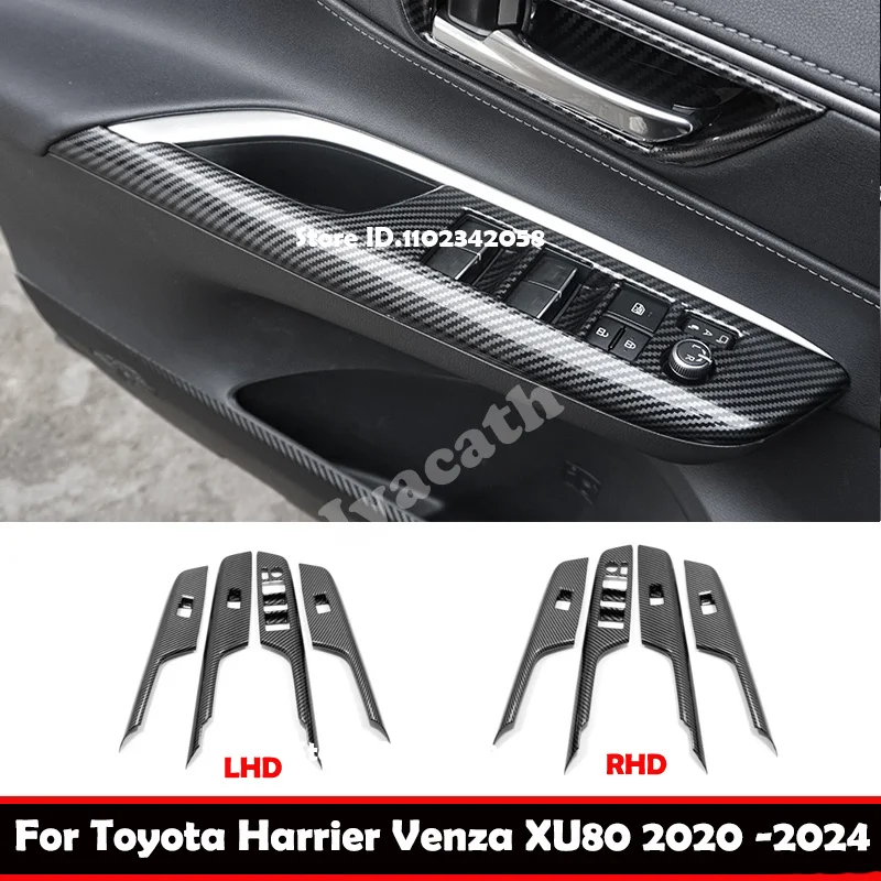 

LHD RHD For Toyota Harrier Venza 2020 21 23 2024 ABS wood Car Window Lift Switch Panel Stickers Door Inner Armrest Frame Cover