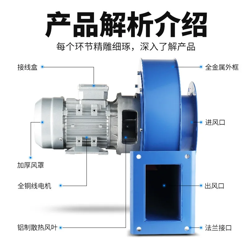 Industrial High Temp Centrifugal Fan 220V 380V - Heavy Duty Exhaust Blower for Boiler Heating Furnace Dust Removal