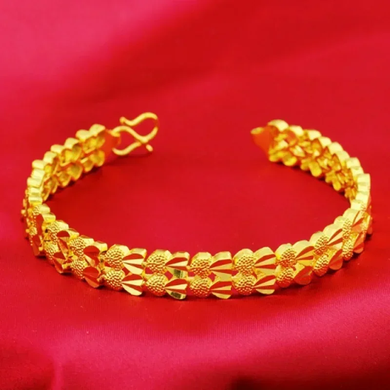 Gold shop with 999 real gold 18K frosted bracelet transfer bead