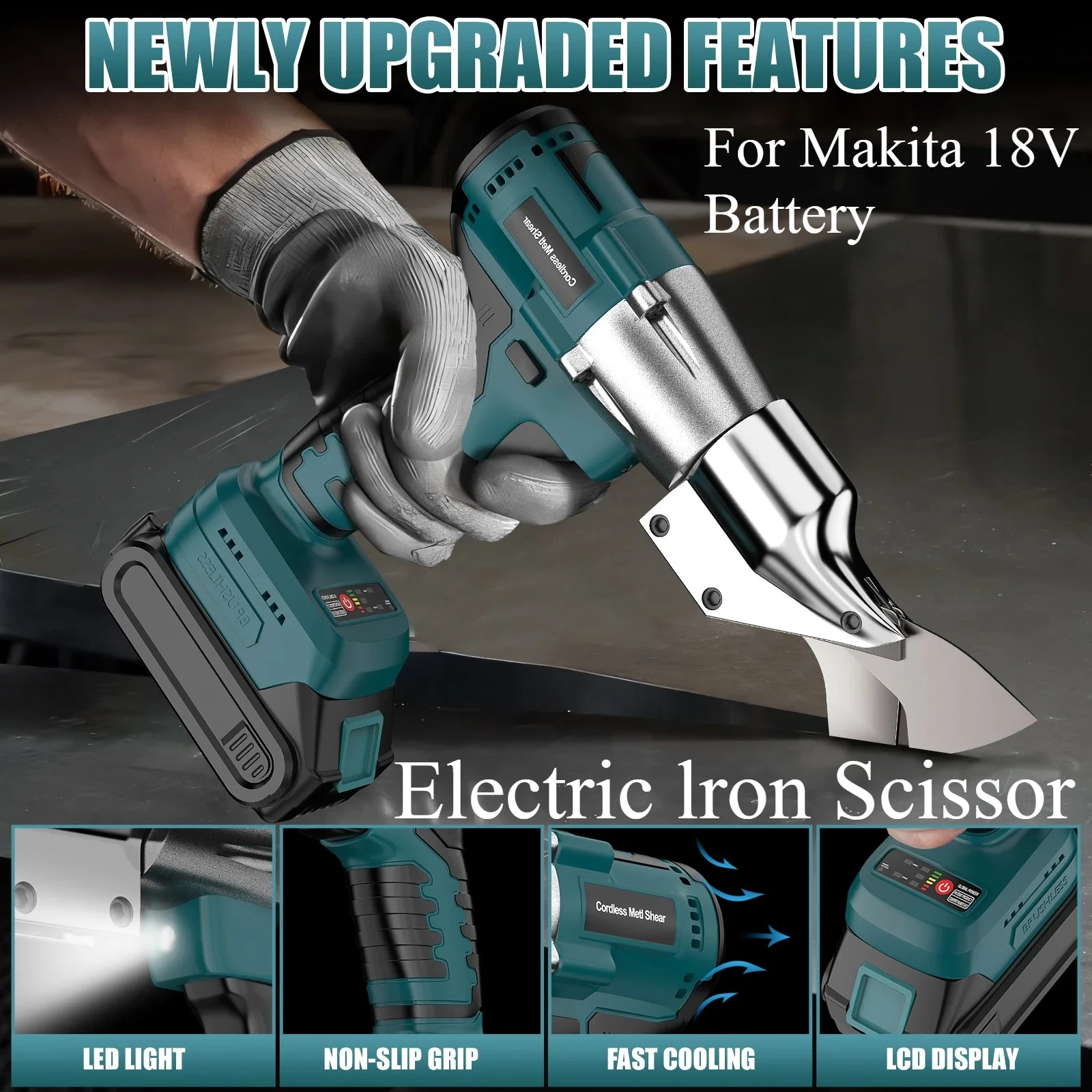 

Electric Iron Scissor Metal Cordless Shear Cutter Power Tool,For Makita/Milwaukee 18V Battery,For Fabric /Carpet /Leather tailor