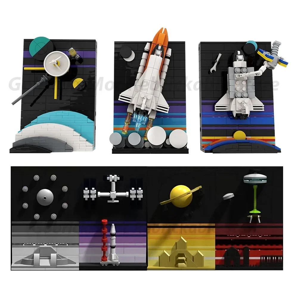 

Gobricks MOC Tales of the Space Age 2 Bricks Model Cassini Probe orbiting Saturn Building block Painting Educational Toys Gift