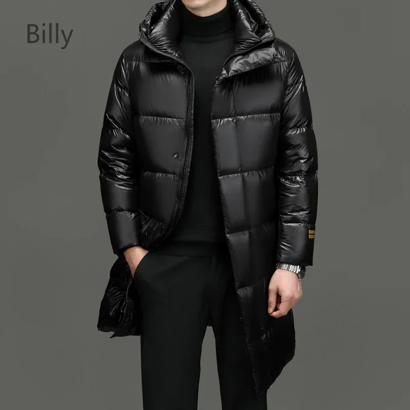 Men's Luxury Down Jacket Long Padded Goose Padding Male Winter Brand Warm Coats for