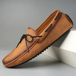 Mocasines de cuero de alta calidad para hombre, zapatos informales sin cordones, mocasines, zapatos planos de moda para hombre, zapatos de conducción para hombre, talla 38-49