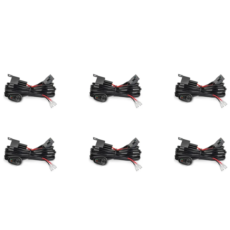 6X Wiring Harness Kit For 1 Light Fuse On-Off Switch 12V 40A Relay 180 W/ 300W For 4-52 Inch LED Work Light Bar