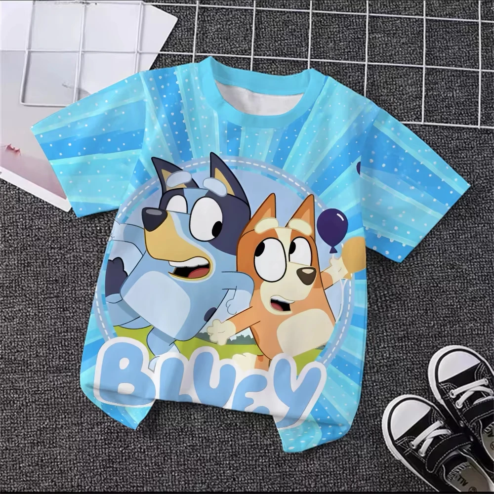 

Официальная лицензированная футболка Bluey с 3D-принтом 2026 года, милые мультяшные топы для взрослых и детей, для мальчиков и девочек, размеры S-6XL, рост 90-160 см