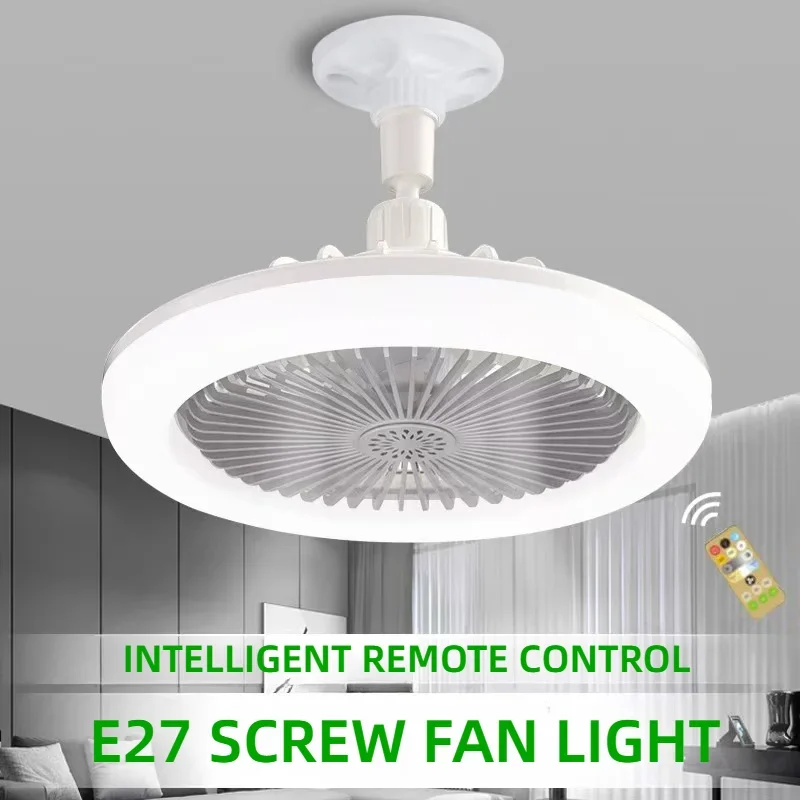 Rotatable 3in1 Ceiling Fan with Remote Control Lighting Lamp E27 Converter Base Lighting Base Bedroom Living Room Miflame