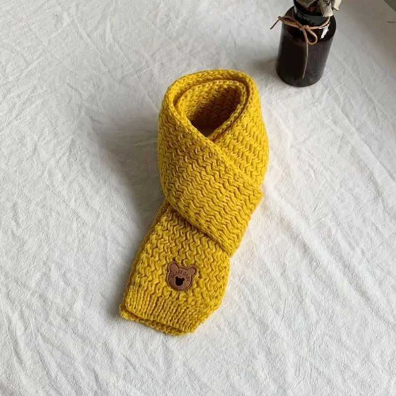 Q22D Boy Girls Bear Pattern Neckerchief Trendy Baby Neck Scarf Comfortable Kids Muffler Autumn Winter Toddlers Essential