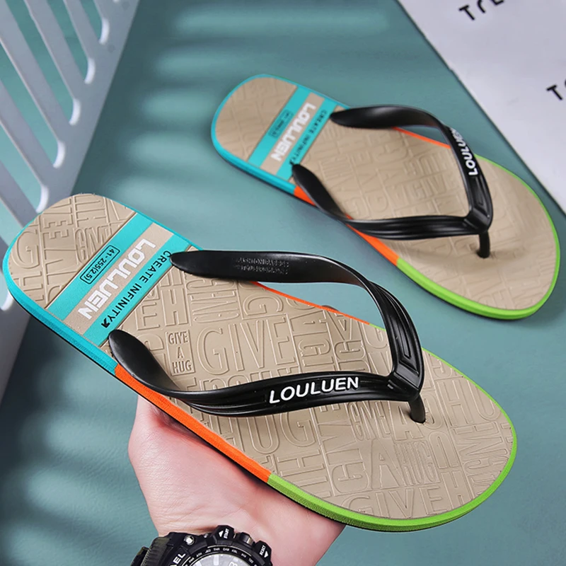 Men's flip flops, high-quality hot selling men's flip flops, summer anti slip beach flip flops, men's fashionable breathable cas