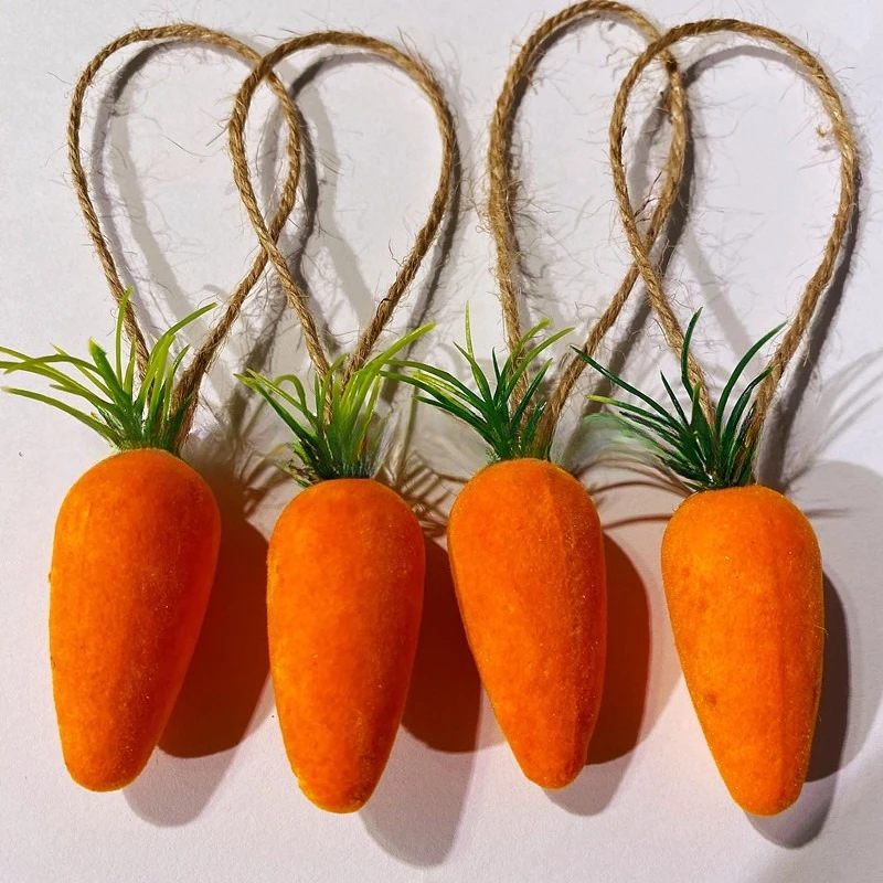 

New Easter Carrot Decor Flocked Carrot Ornament Easter Bunny Carrot Festival Decoration