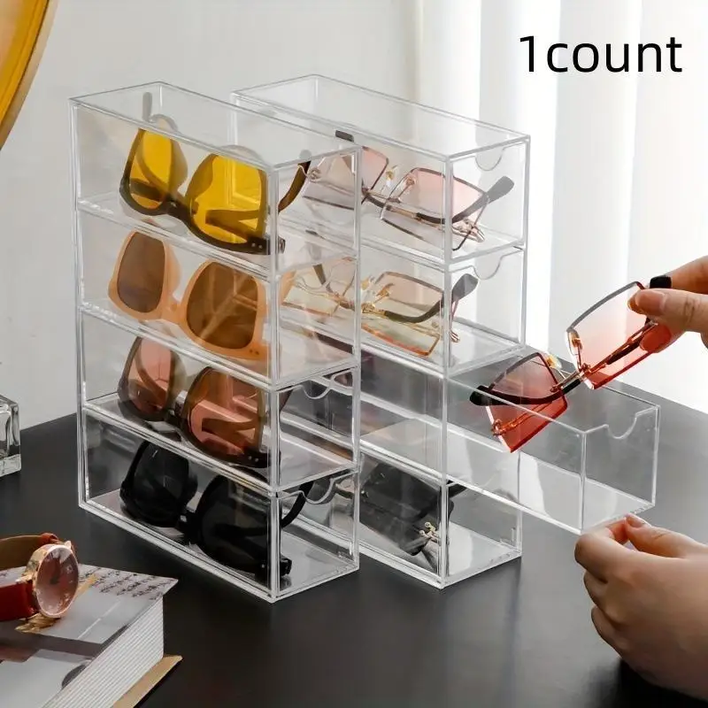 

Clear Sunglasses Drawer Divider, 1 Count Multi-layer Transparent Dust-proof Sunglasses Storage Box, Home Organizer