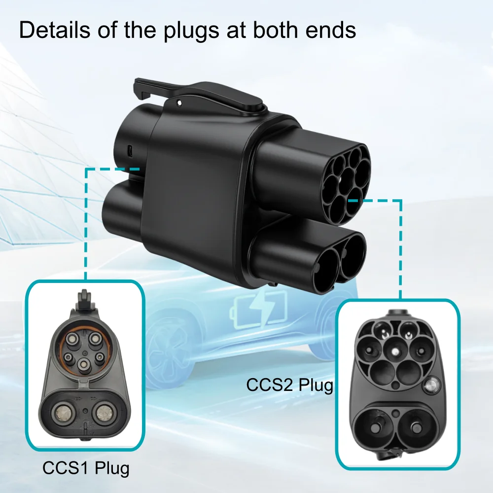 الطاقة الطريق السريع CCS2 إلى CCS1 400A EV مهايئ شاحن CCS2 تيار مستمر إلى CCS1 شاحن السيارة الكهربائية سريع Ev محول الشحن