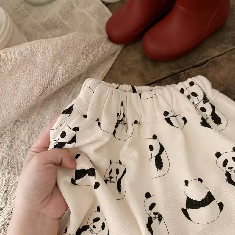 Completi per bambini Set estivo per ragazzi e ragazze di Panda t-shirt a maniche corte + pantaloncini Casual con stampa completa completo da 2 pezzi