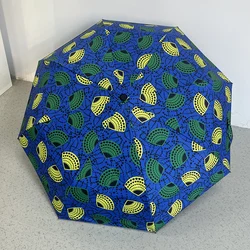 Paraguas plegable de color con estampado africano, sombrilla automática de tres pliegues, resistente al viento, ideal para viajes diarios