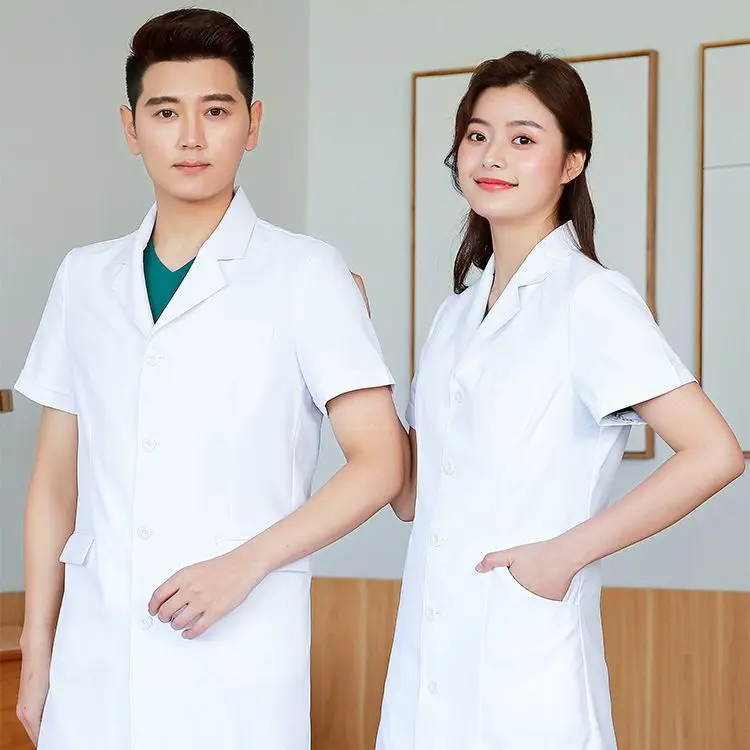 

White coat, short sleeved men's and women's summer thin doctor's laboratory suit, nurse's oral beauty work suit