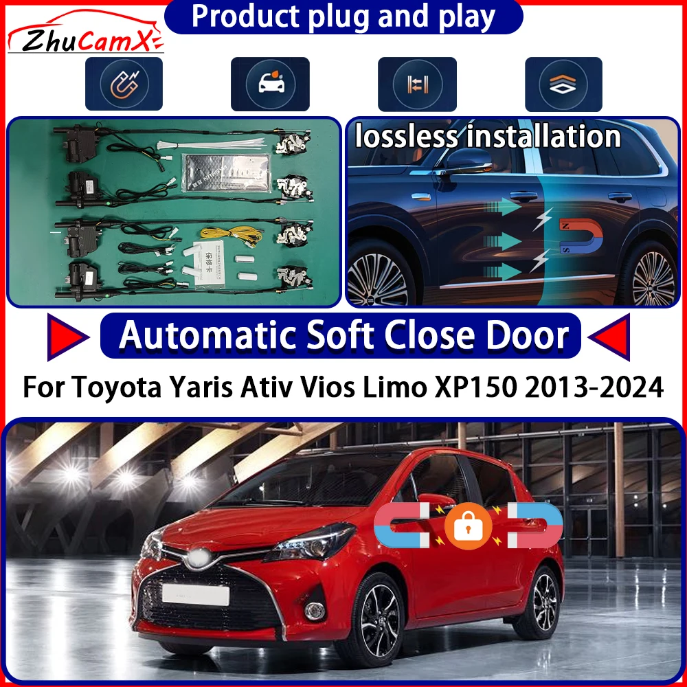 

Привод дверного замка для Toyota Yaris Ativ Vios Limo XP150 2013-2024, комплект мягкого закрытия двери, система защелки с автоматической выдвижной дверью, легкая
