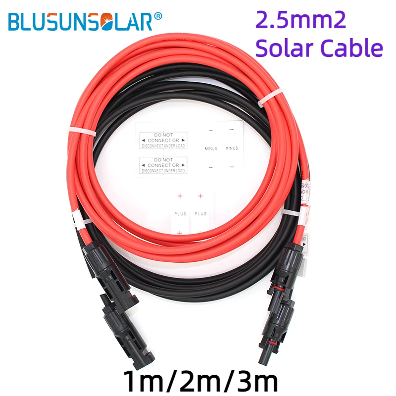 

2.5mm2/14AWG 1m/2m/3m Solar Cable Extension Black/Red with 1000V SOLAR DC Connector Used in Solar Panel System Free Shipping