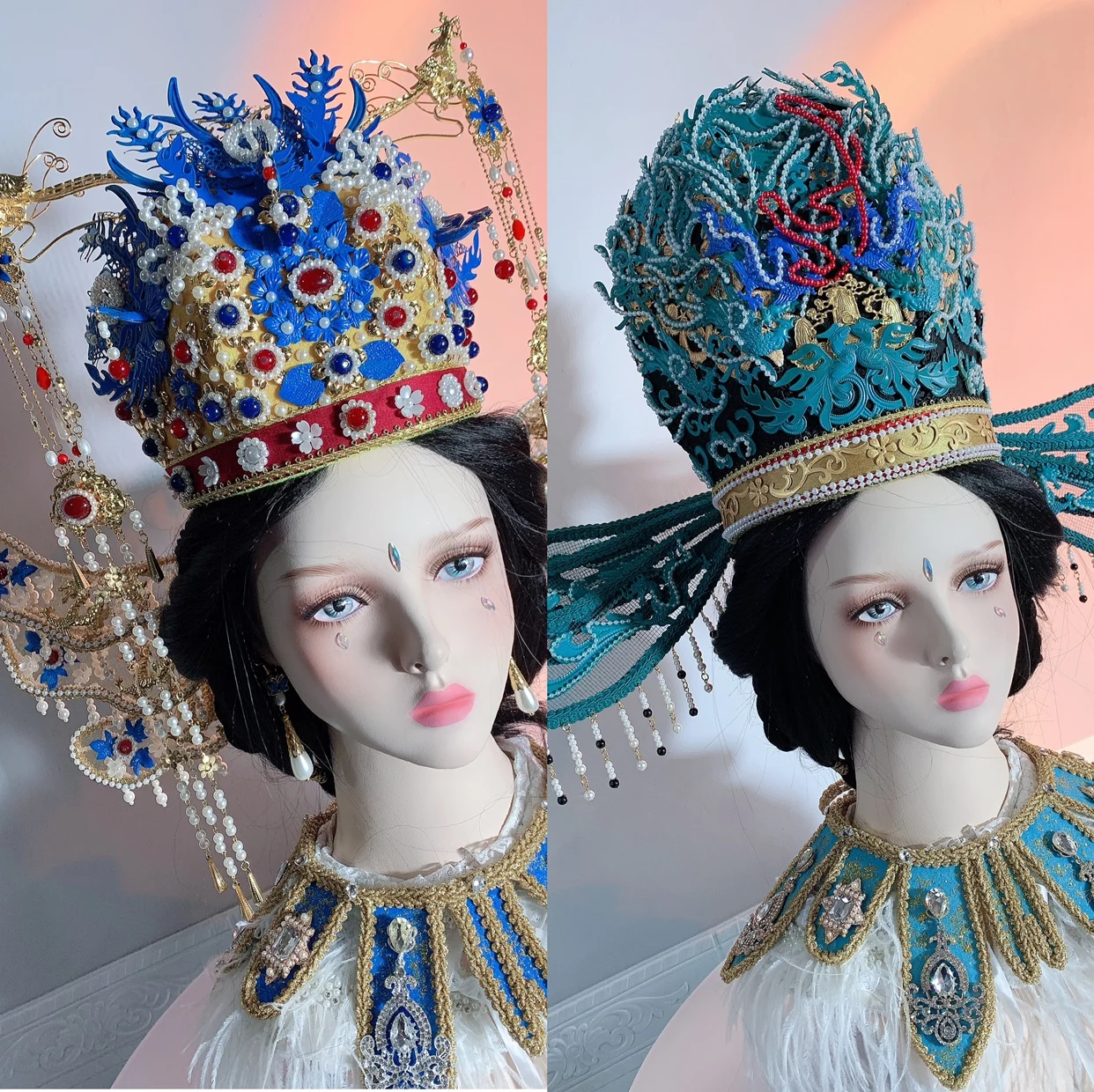 

Song Ming Dynasty Hanfu Accessory Empress Bride Wedding Hair Tiara Photography Stage Show Drama Cosplay Ancient Chinese Hat