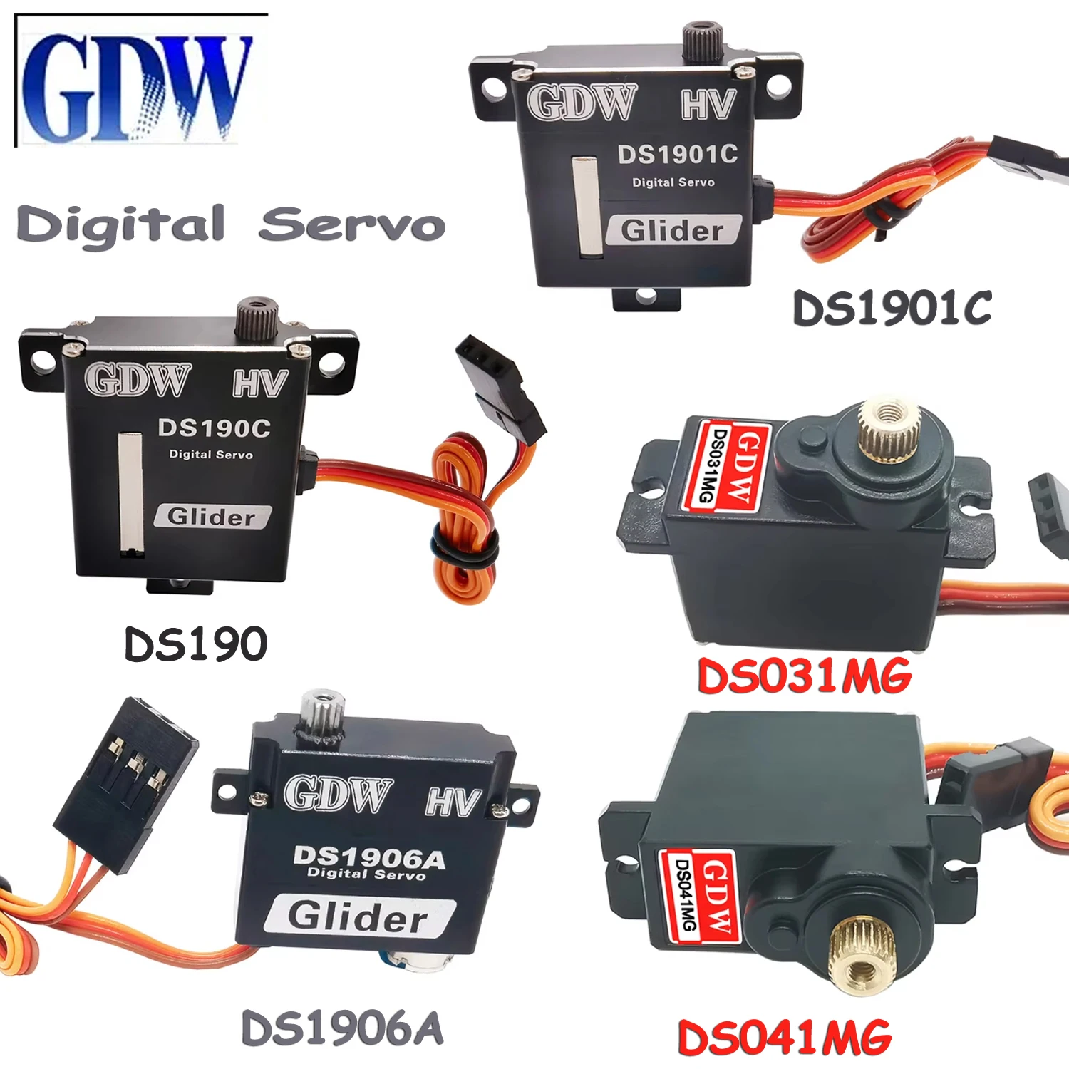 GDW RC Servo DS041MG DS031MG DS1901C DS1906A DS190 Micro Digital Servo For 450 Helicopter Fix-wing Robot RC Fixed Wing Glider