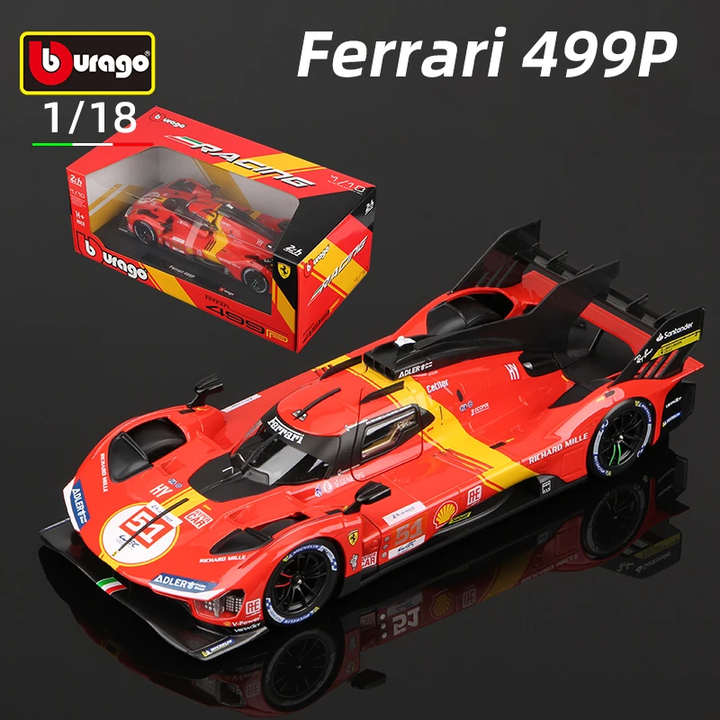 Bburago 1:18 Ferrari 499P Alloy Car Model  #51 24h LE MANS Racing Die Cast Vehicles Toys Diecast Voiture Gift Collection