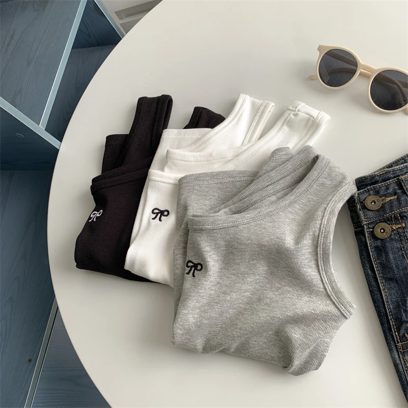 特大 300 ポウ ベーシック ストライプ ノット刺繍 スベル ベスト レディース ストラップ スポーツ トップ サマー アウター